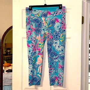 EUC Luxletic Weekender Midi Leggings Lilly Pulitzer Bali Blue Once Upon A Tide